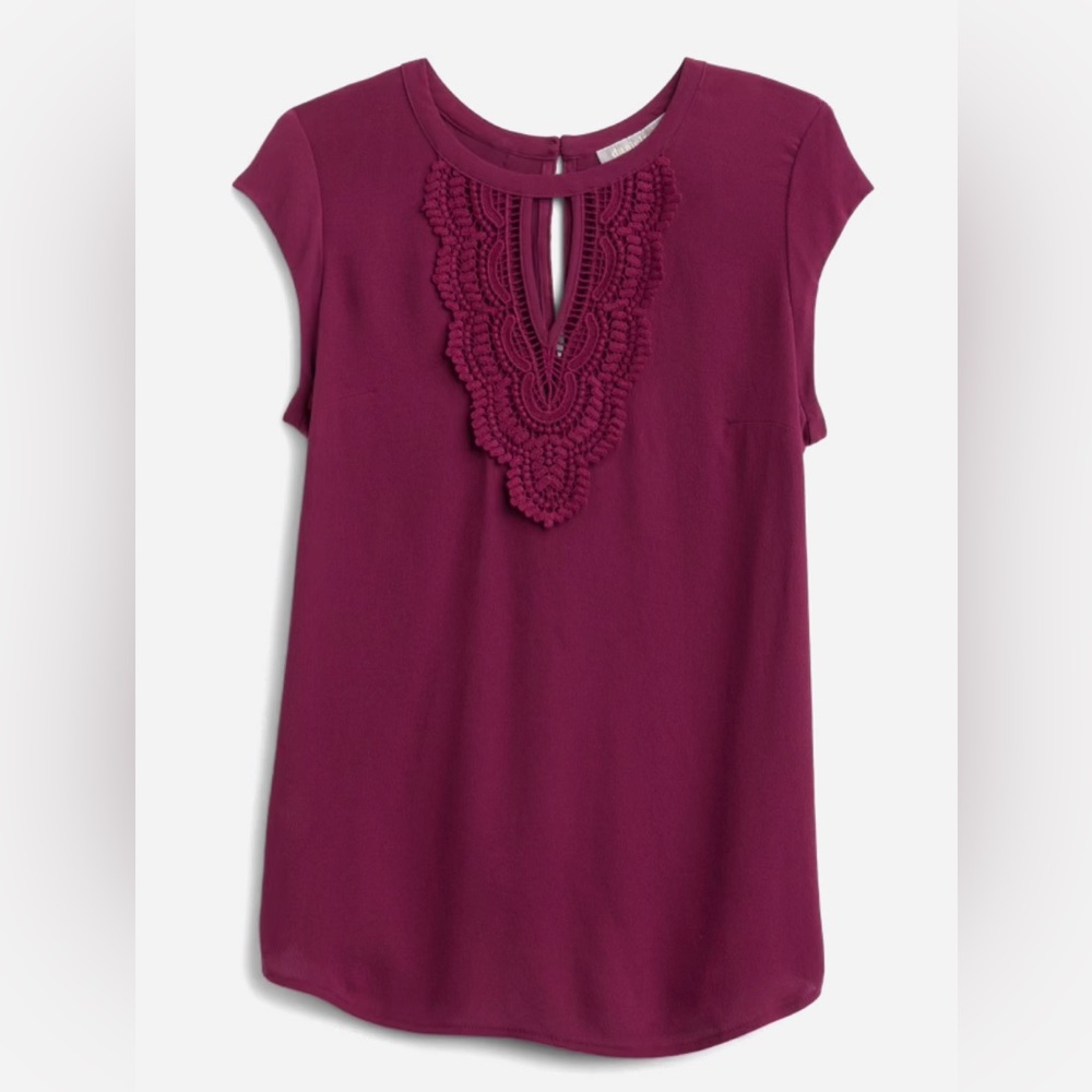 EUC. Daniel Rainn Quinn Cap Sleeve Mixed Material Top